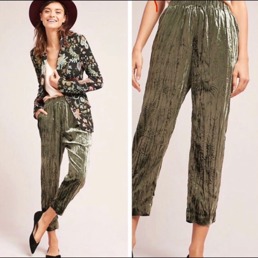 ANTHROPOLOGIE | ETT:TWA green velvet jogger